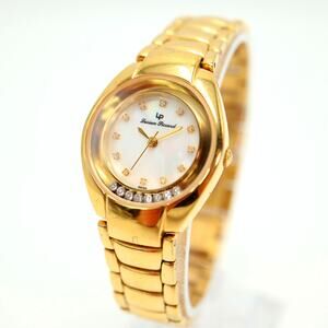 Lucien Piccard Gold Tone Womens Watch 26mm Swiss Sapphire Crystal Float Diamonds